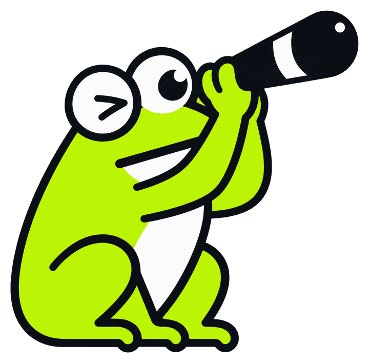 The panelhop frog looking through a telescope